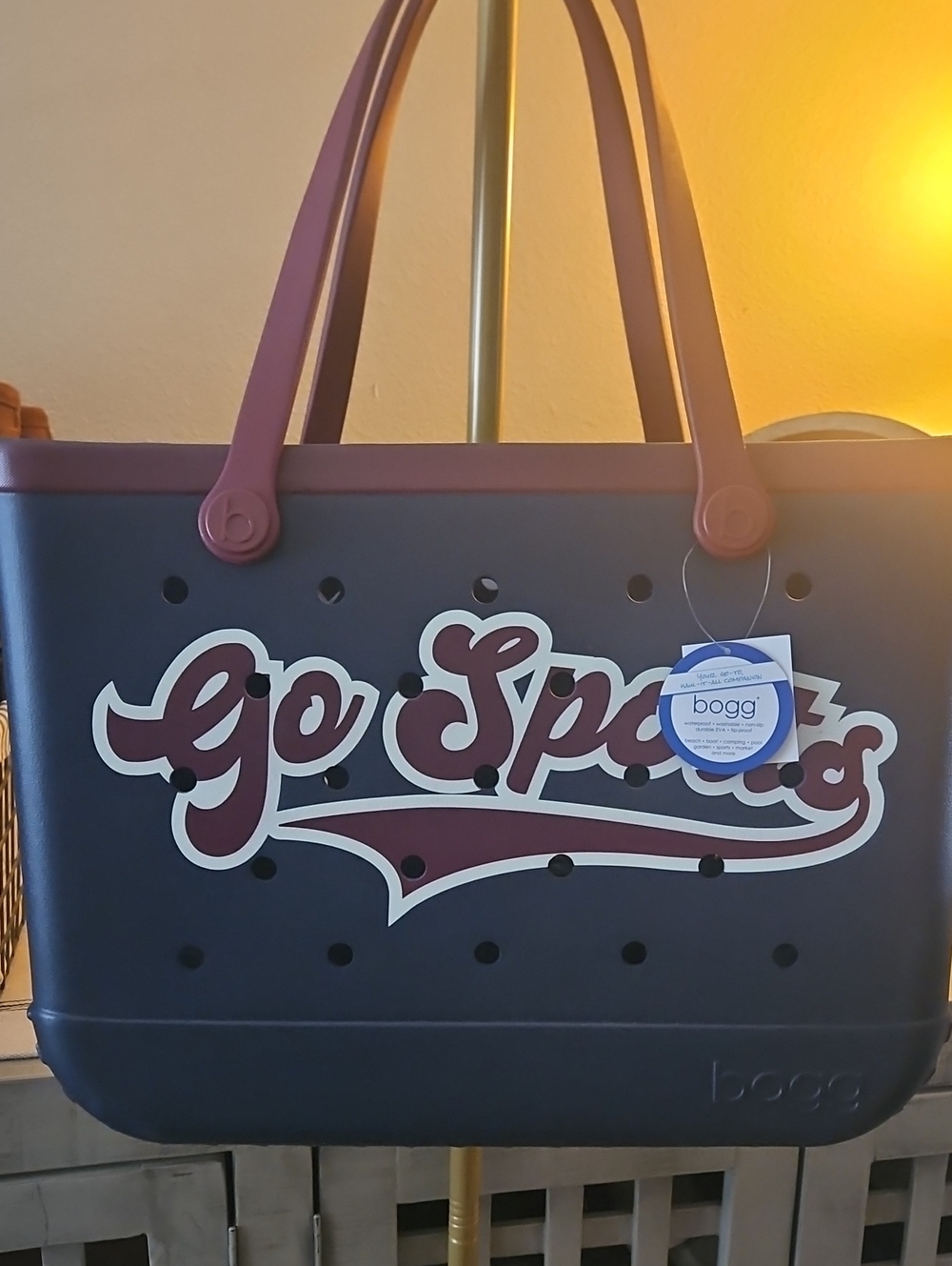 BOGG BAG Navy Tote with Maroon Accents